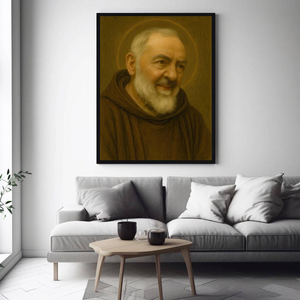 Saint Padre Pio Catholic Religious Wall Satin Poster Decor, Capuchin Friar Portrait Print, Home Decor, Modern Art, 300gsm