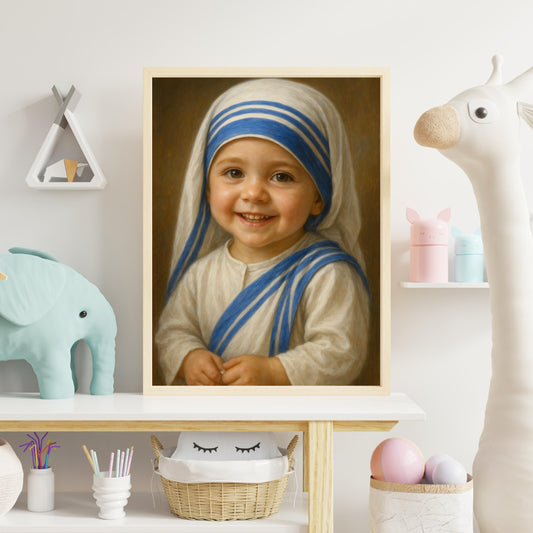 Saint Teresa Art Print: Baby Saint Teresa of Calcutta Catholic Nursery Art, Baptism, Baby Shower Gift ⬇️ Digital Download