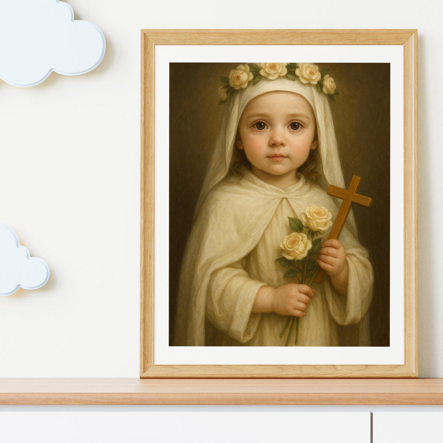 Saint Catherine Art Print: Baby Saint Catherine of Siena Catholic Nursery Decor, Baptism, Baby Shower Gift ⬇️ Digital Download