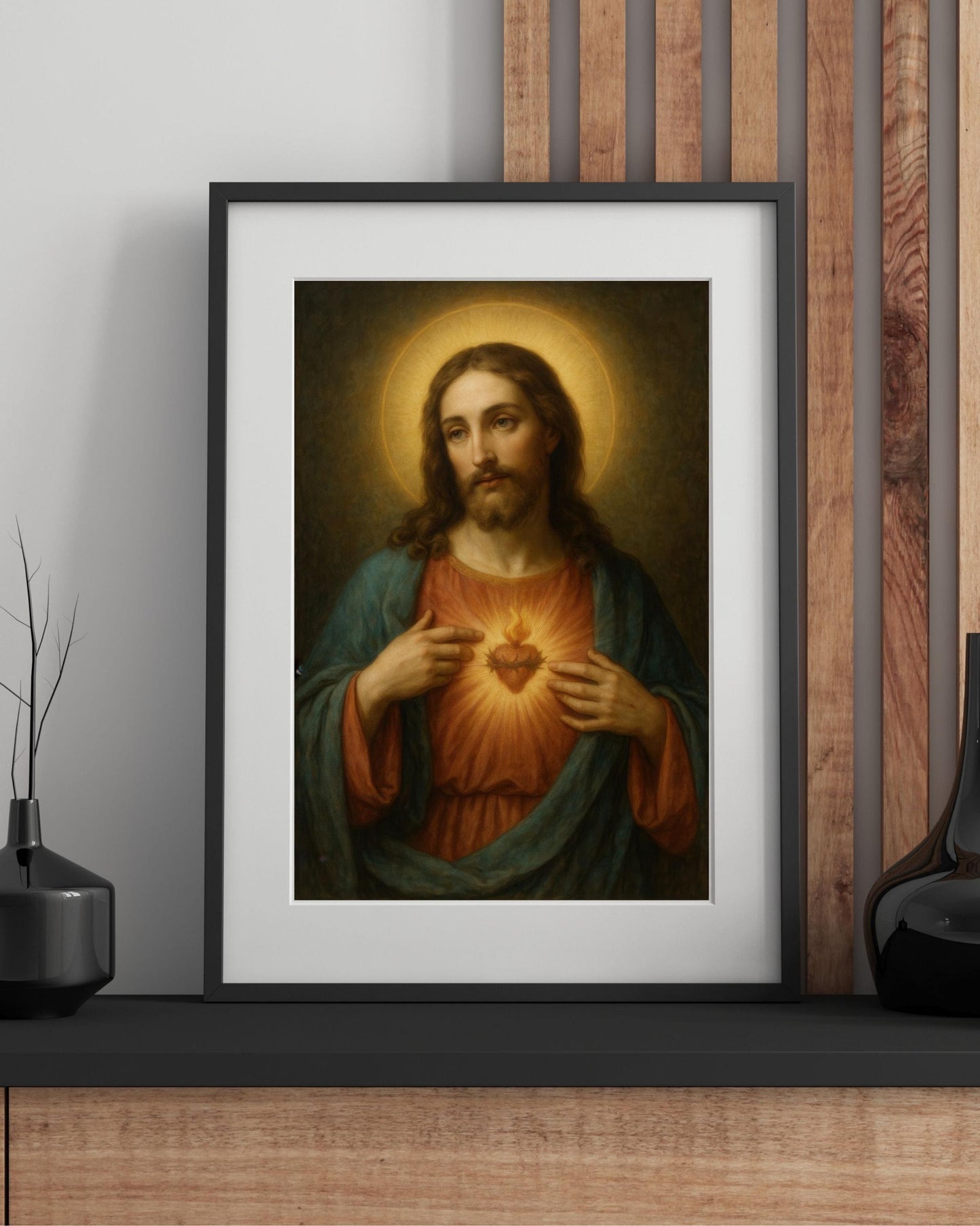 Sacred Heart of Jesus Portrait: Catholic Christian Wall Art ⬇️ Digital Download