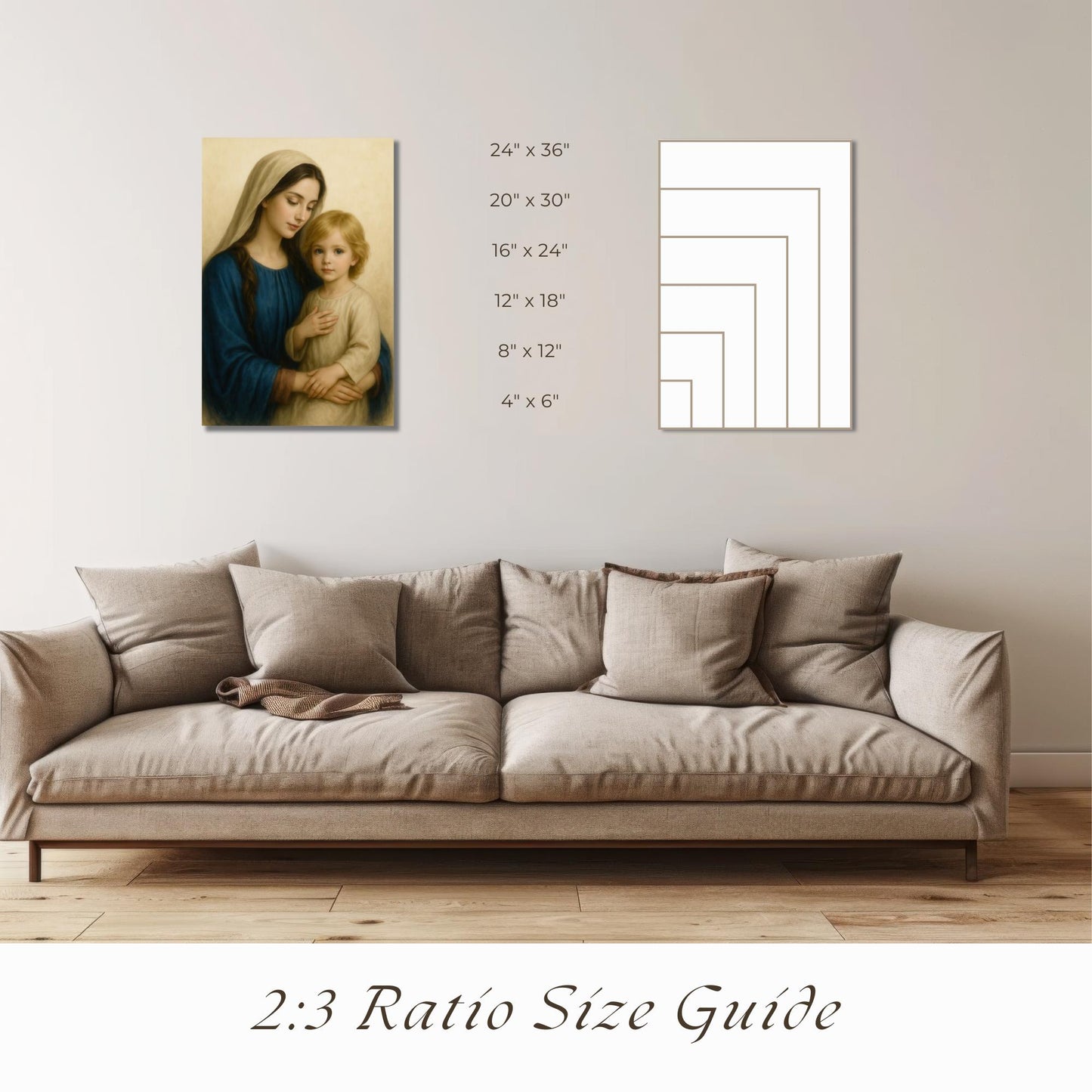 Virgin Mary and Young Jesus Art Print: Catholic Christian Wall Art of the Holy Family ⬇️ Digital Download