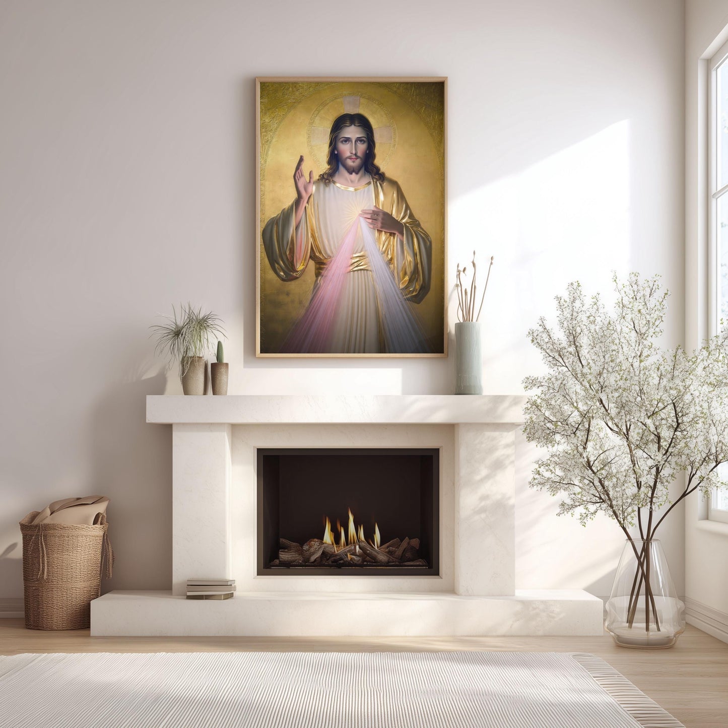 Divine Mercy Jesus Art: Catholic Sacred Heart Icon, Christian Wall Decor ⬇️ Digital Download