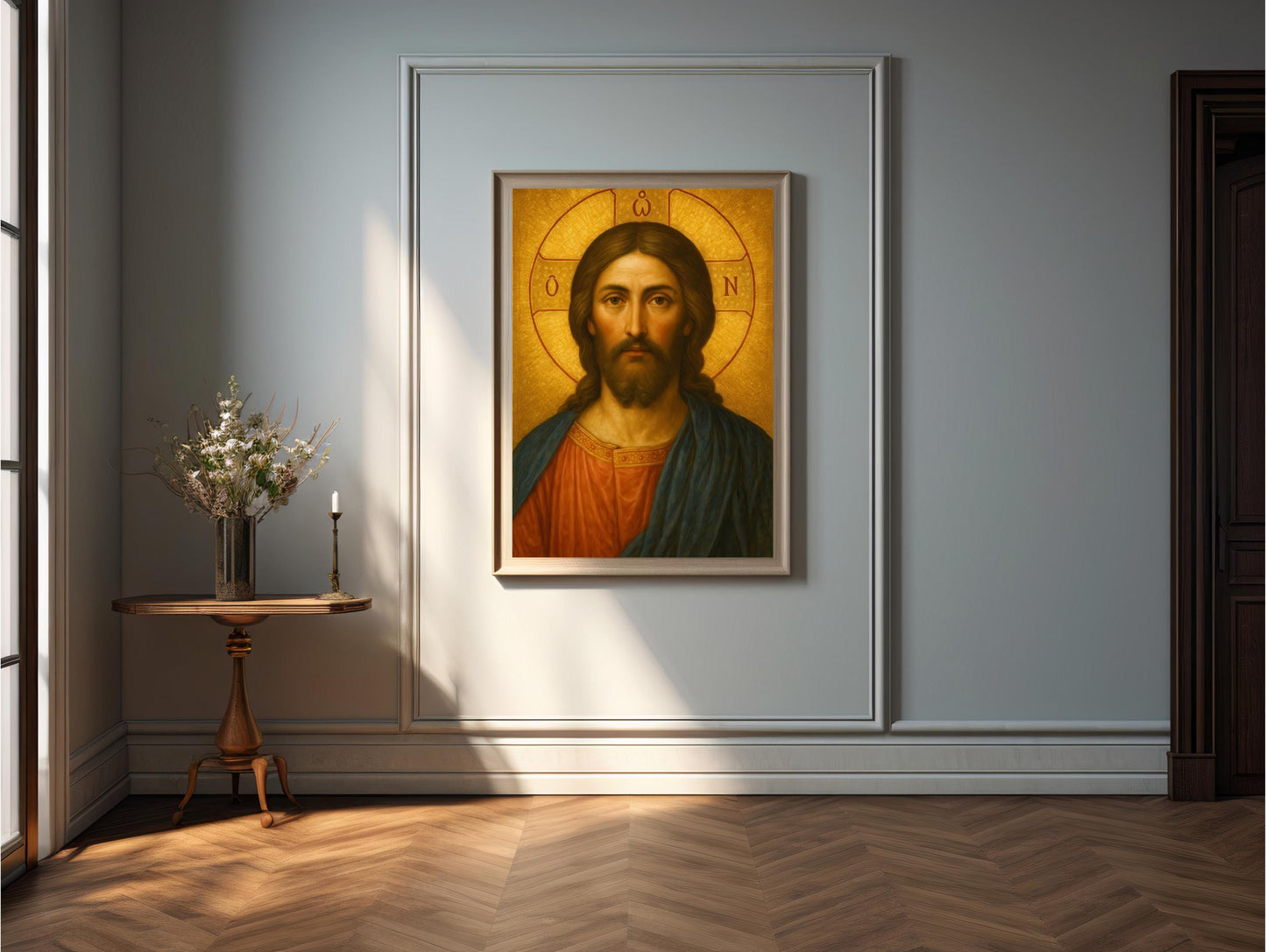 Orthodox Jesus Icon: Gold Oil Painting Style, Christian Wall Art ⬇️ Digital Download