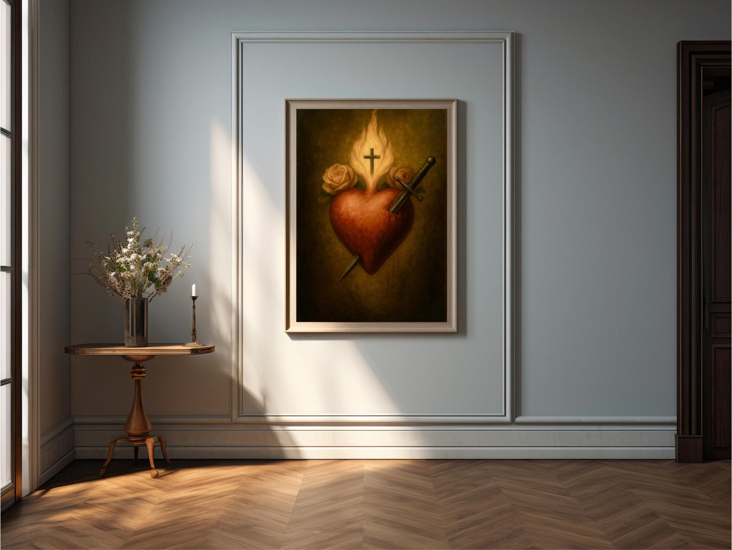 Immaculate Heart of Virgin Mary: Traditional Print, Catholic Wall Decor, Sacred Symbol Christian Wall Art ⬇️ Digital Download