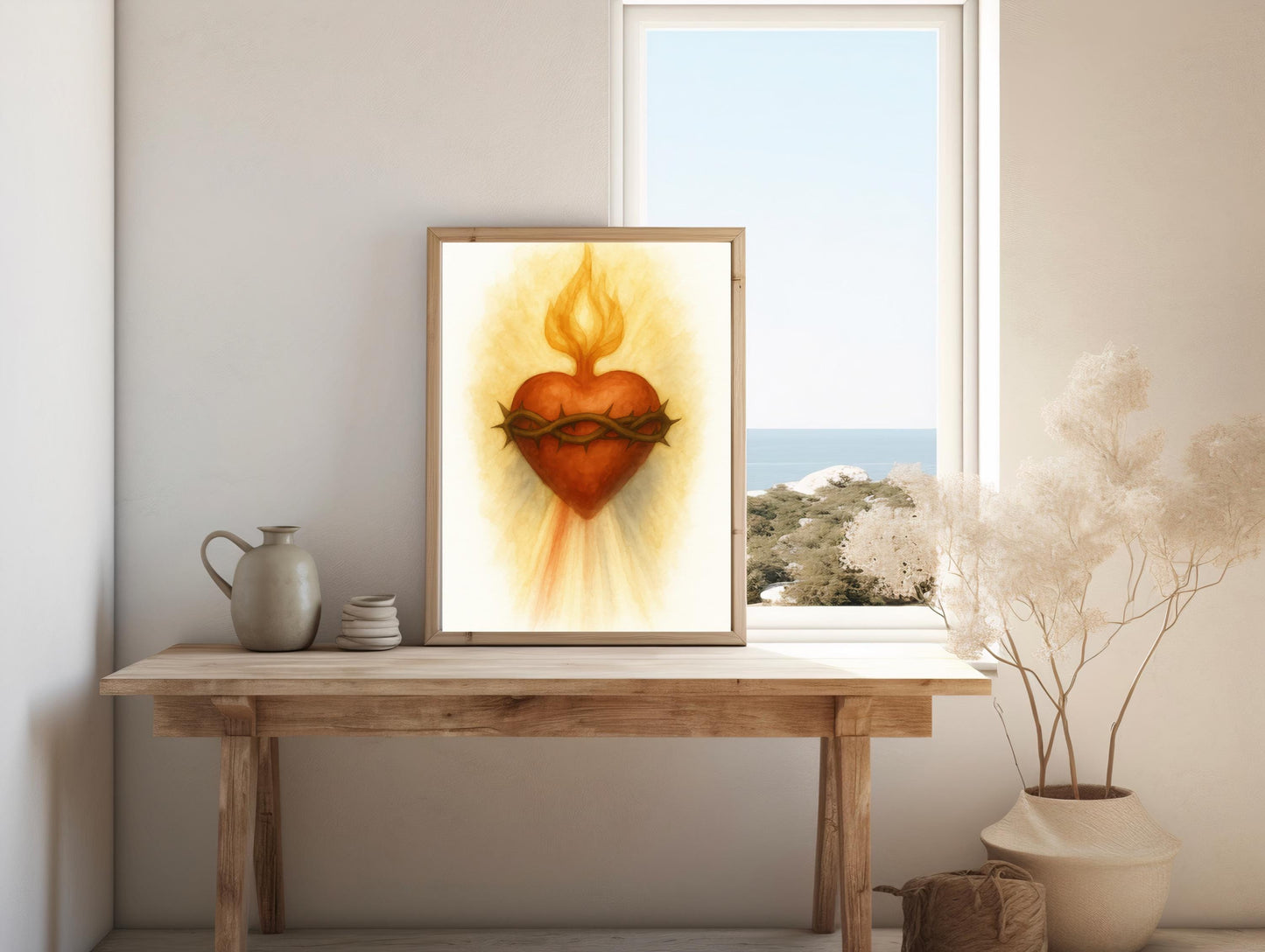 Sacred Heart of Jesus Watercolor Print: Catholic Christian Wall Art Home Decor ⬇️ Digital Download
