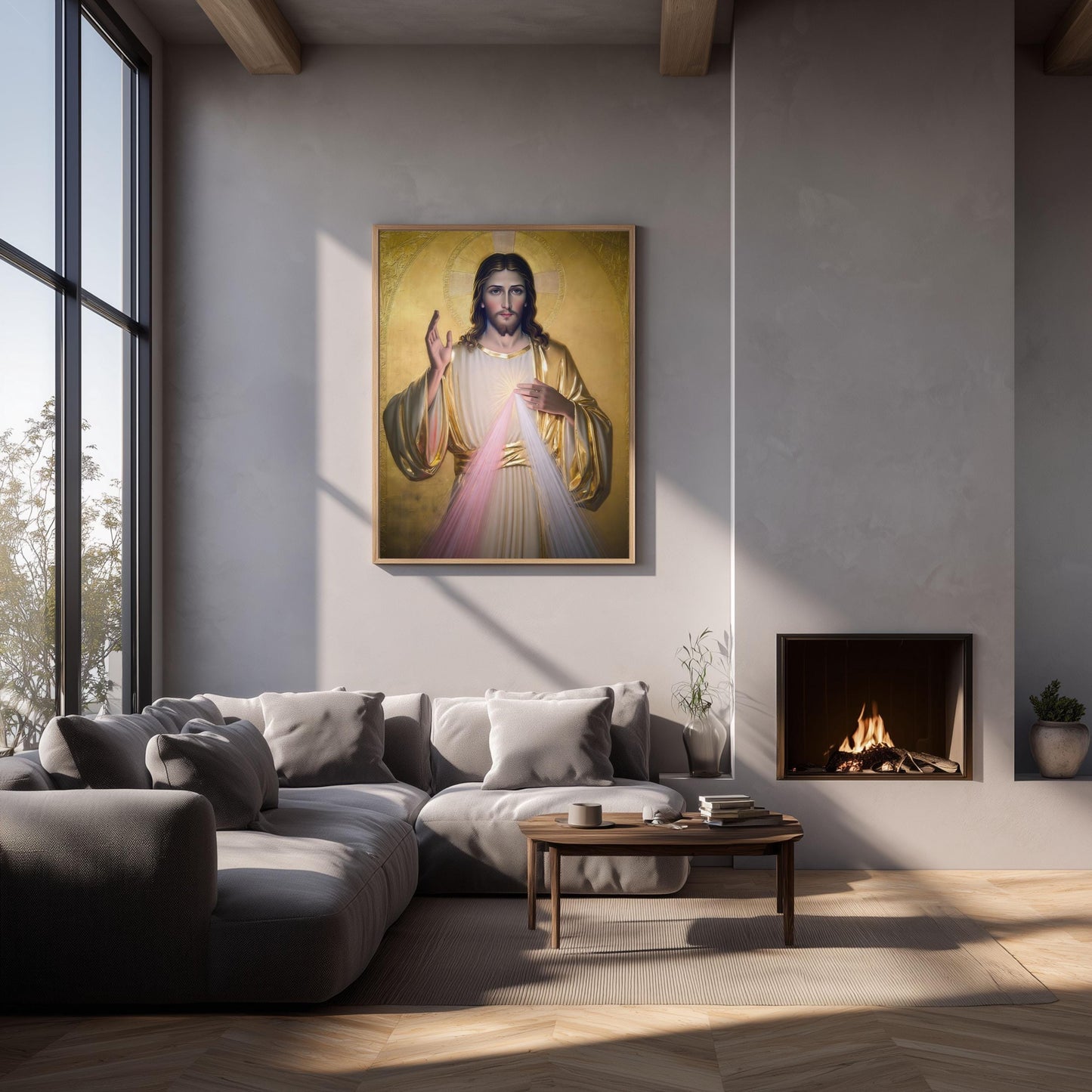 Divine Mercy Jesus Art: Catholic Sacred Heart Icon, Christian Wall Decor ⬇️ Digital Download