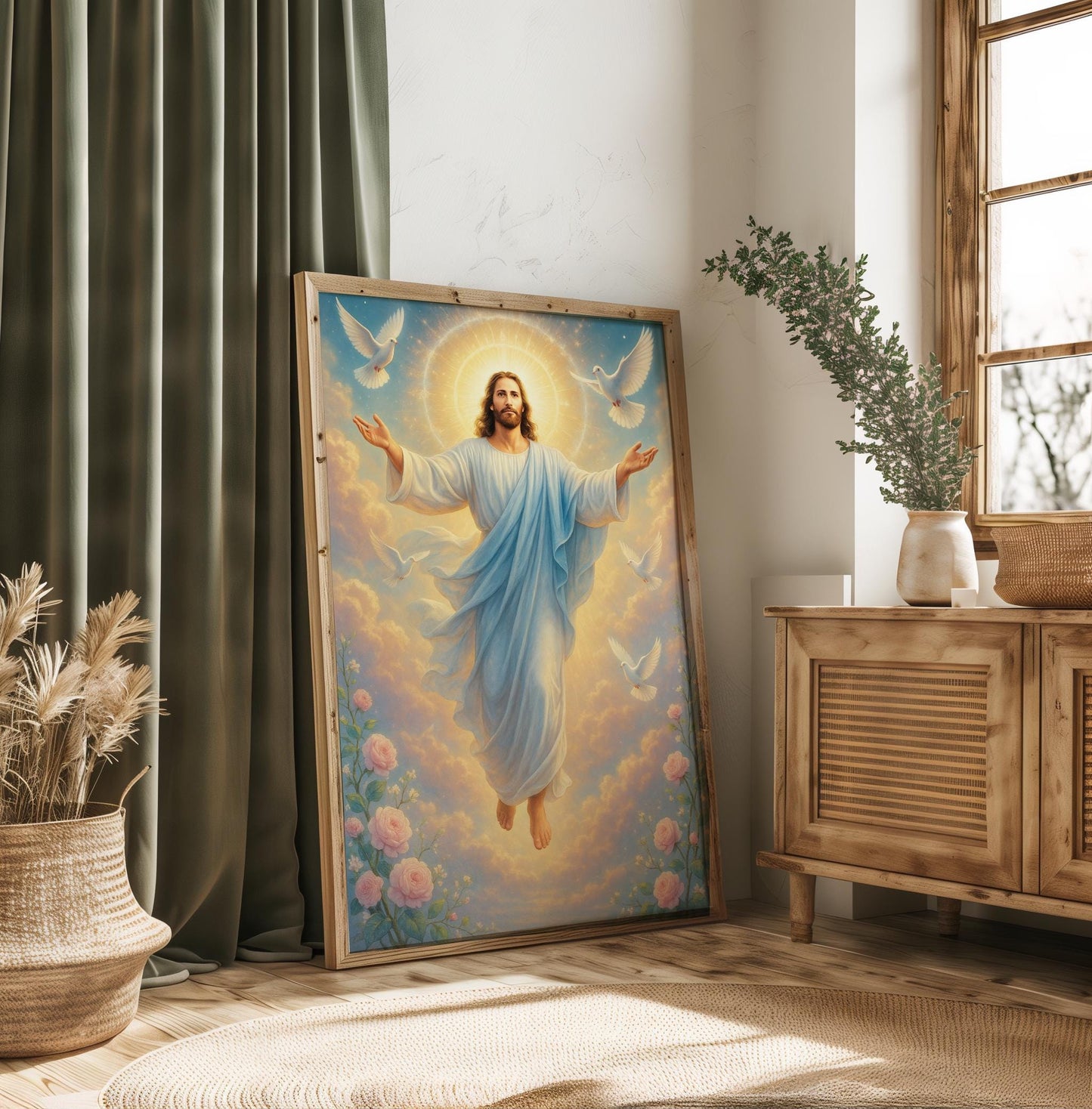 Jesus Christ Risen Poster: Divine Mercy Art ⬇️ Digital Download