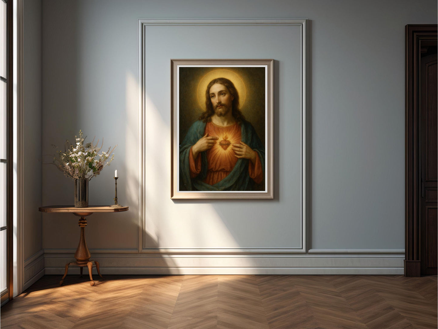 Sacred Heart of Jesus Portrait: Catholic Christian Wall Art ⬇️ Digital Download