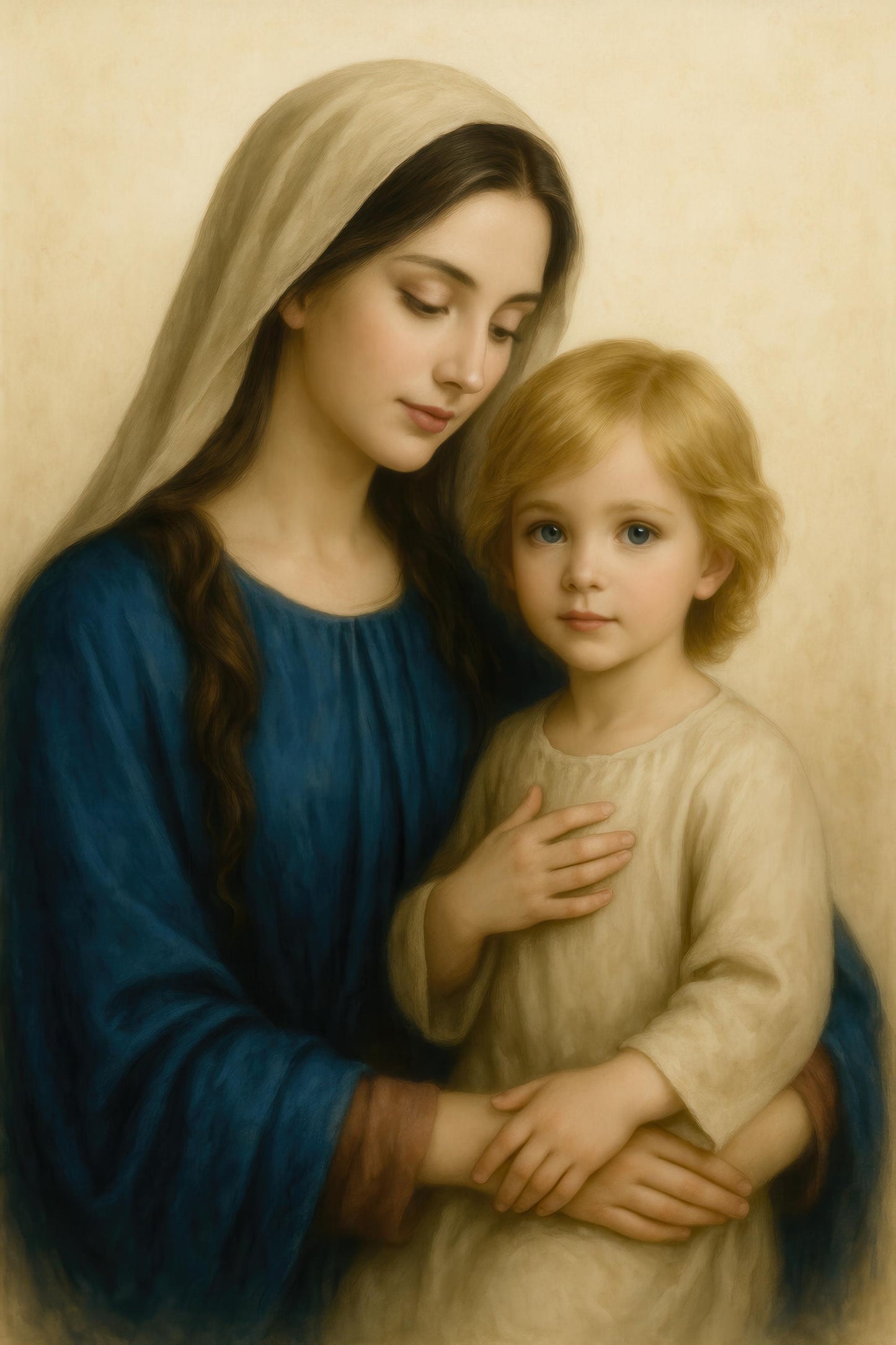 Virgin Mary and Young Jesus Art Print: Catholic Christian Wall Art of the Holy Family ⬇️ Digital Download