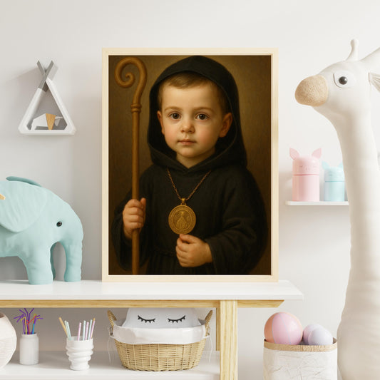 Saint Benedict Art Print: Baby Saint Benedict Catholic Nursery Decor, Baptism, Baby Shower Gift ⬇️ Digital Download