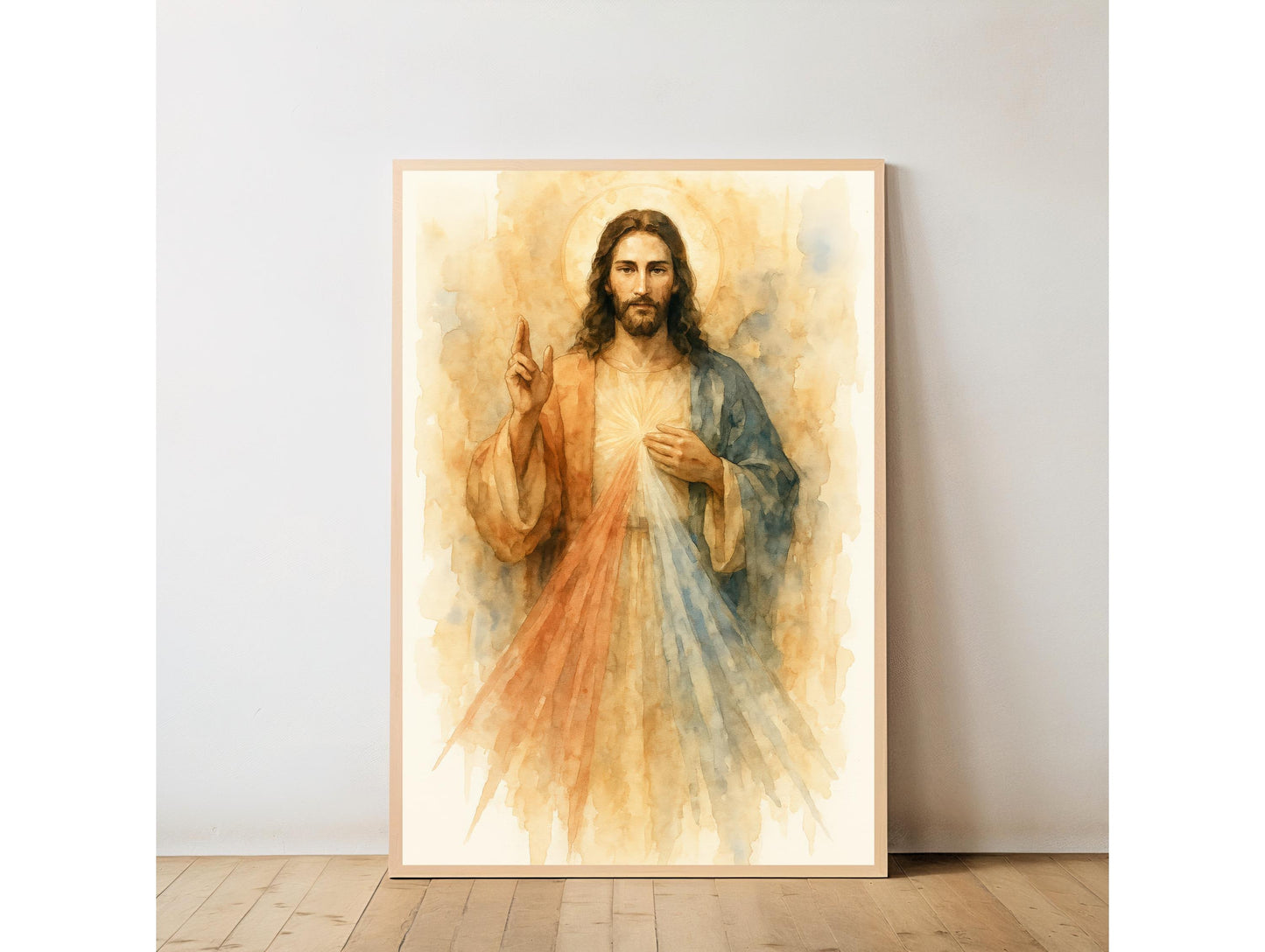 Divine Mercy Jesus Print: Watercolor Art, Catholic Christian Home Decor ⬇️ Digital Download