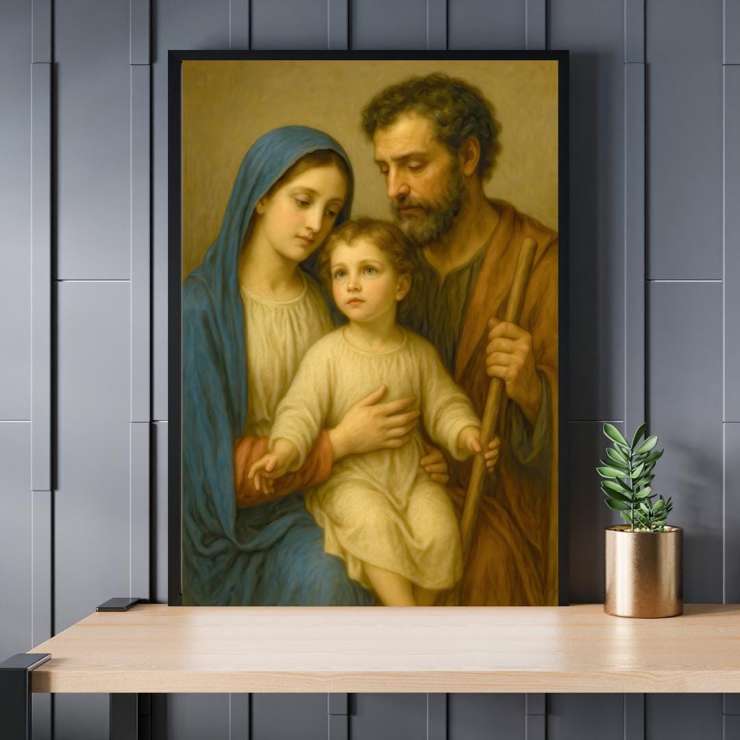Holy Family Art Print: Catholic Home Decor Christian Wall Art ⬇️ Digital Download