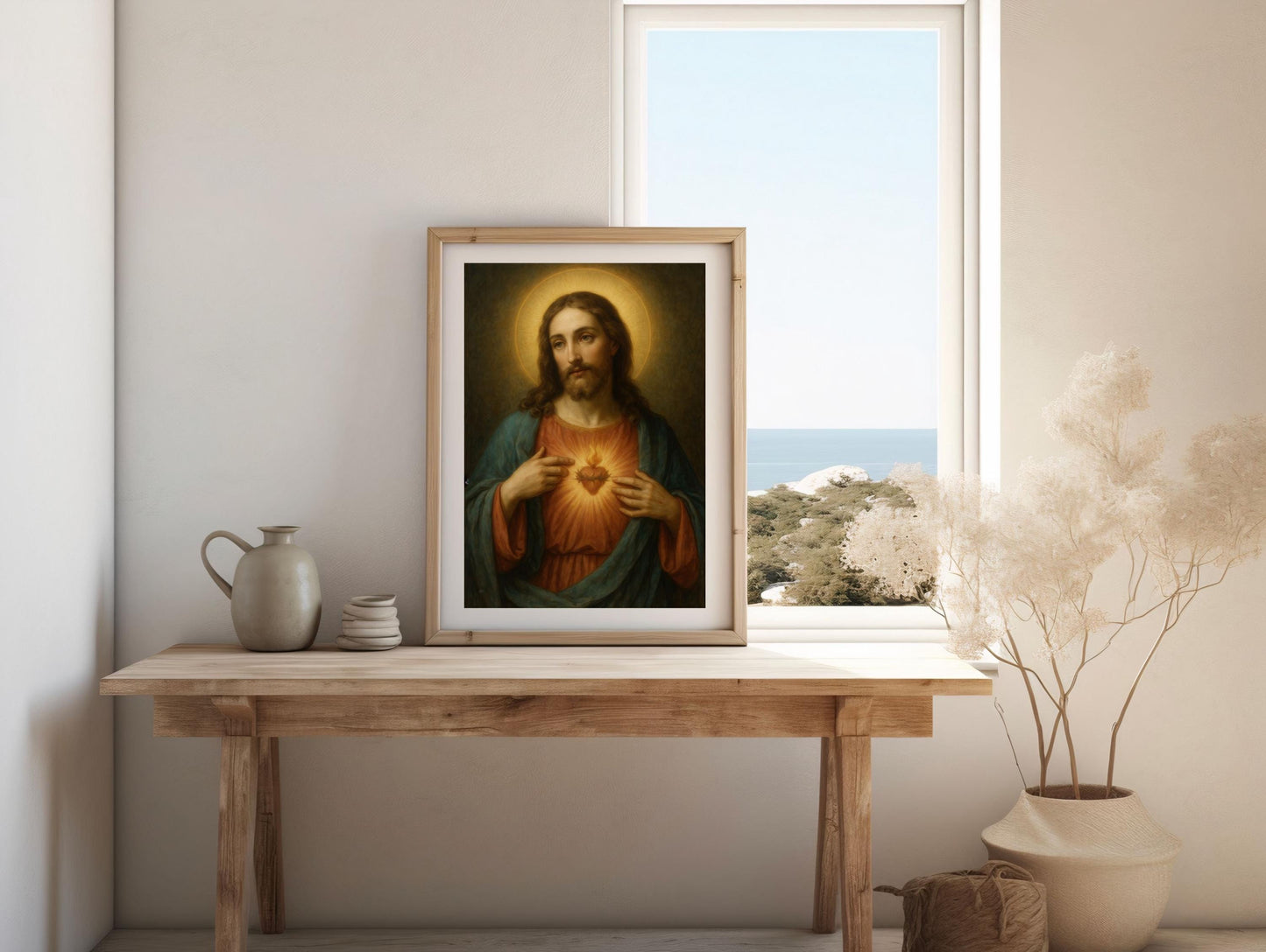 Sacred Heart of Jesus Portrait: Catholic Christian Wall Art ⬇️ Digital Download