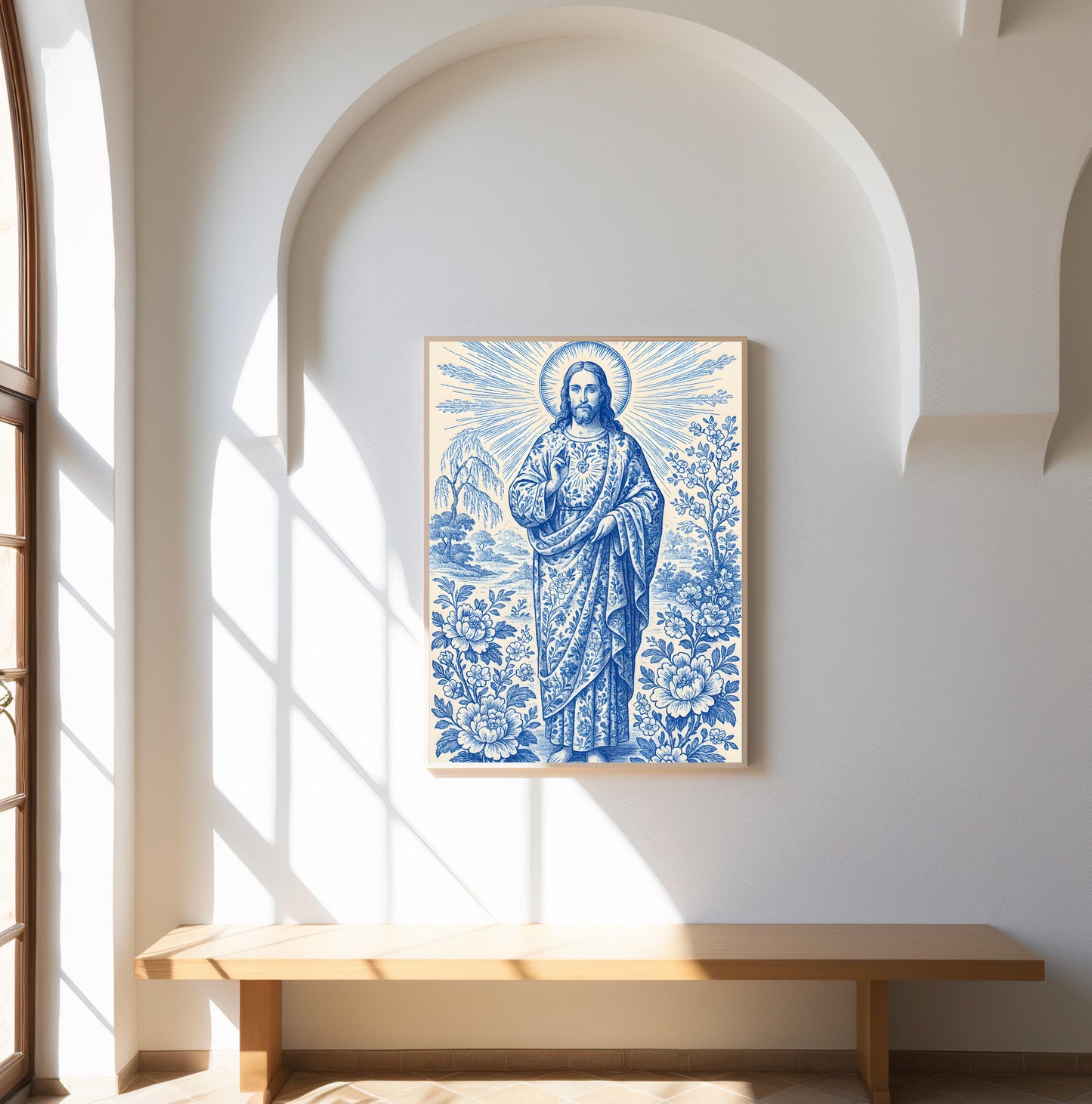 Jesus Chinoiserie Art Print: Religious Home Decor, Christian Wall Art ⬇️ Digital Download
