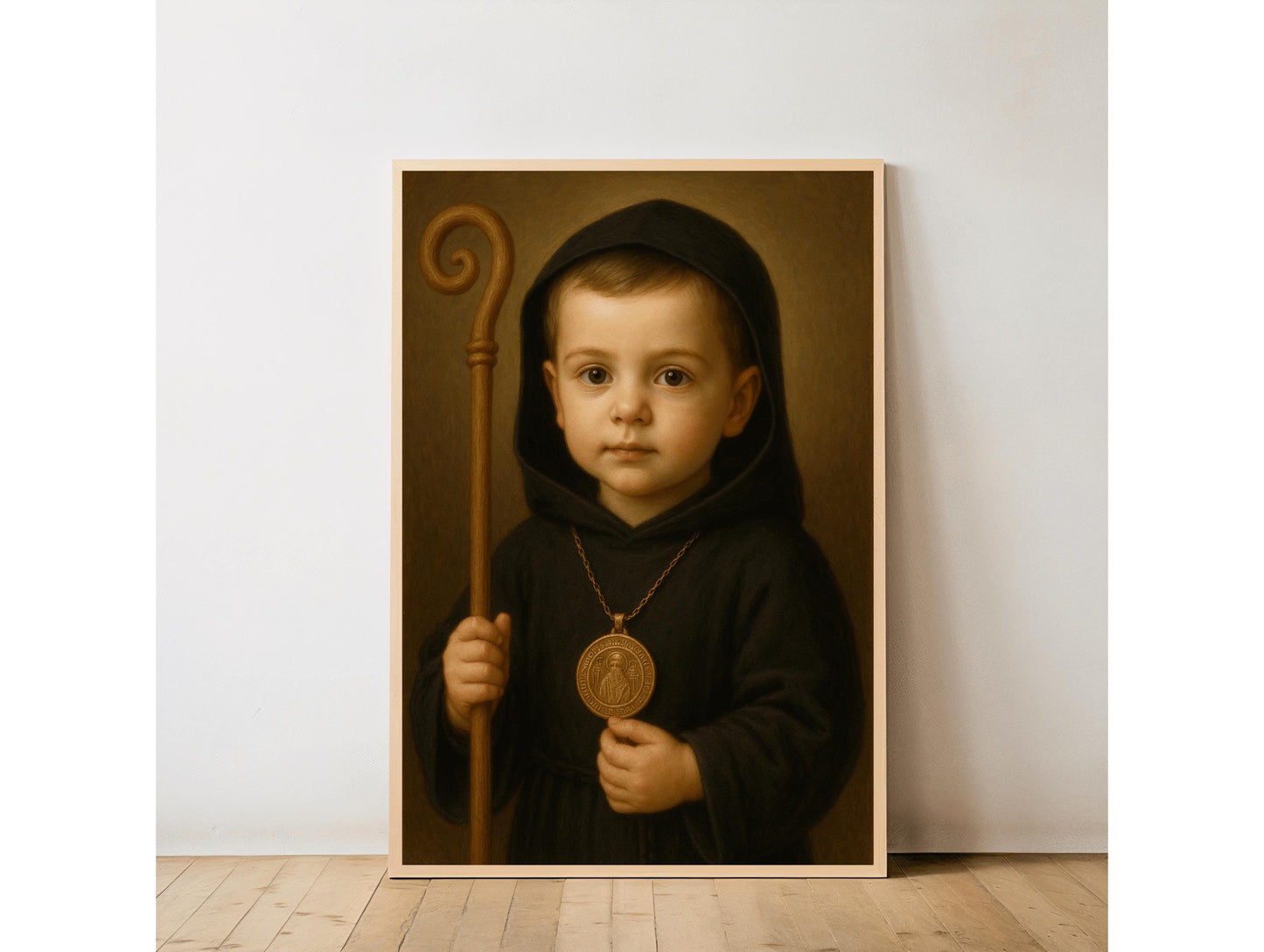 Saint Benedict Art Print: Baby Saint Benedict Catholic Nursery Decor, Baptism, Baby Shower Gift ⬇️ Digital Download