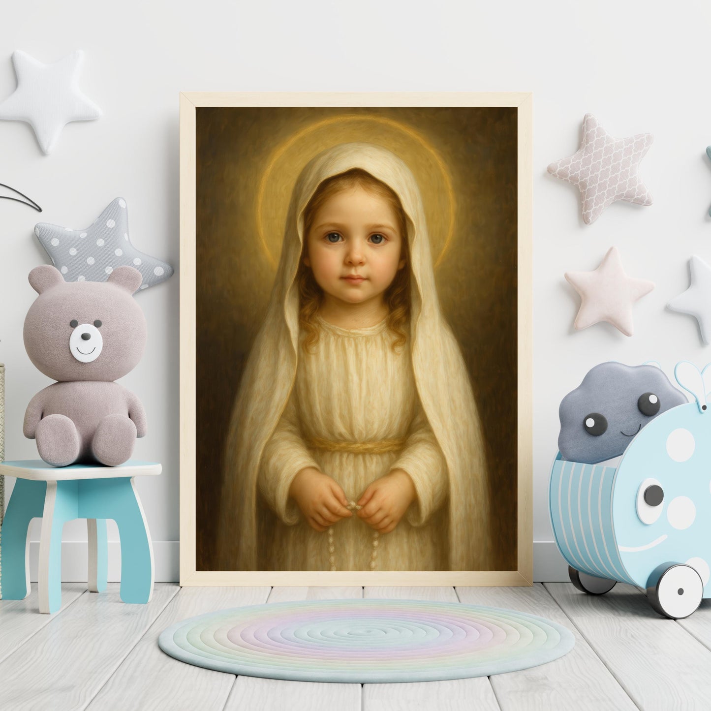 Saint Faustina Art Print: Baby Saint Faustina Catholic Nursery Decor, Divine Mercy, Baptism, Baby Shower Gift ⬇️ Digital Download