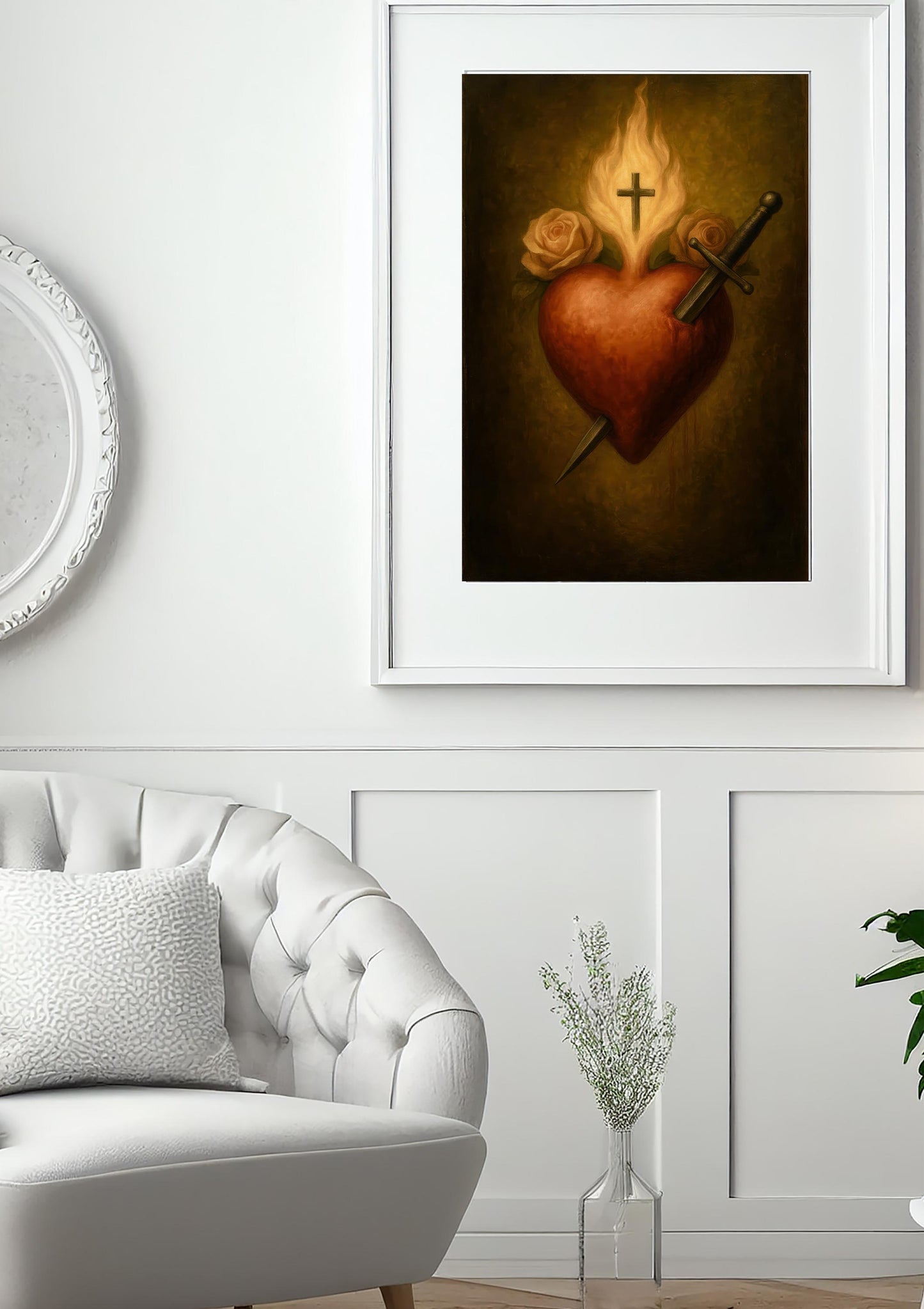 Immaculate Heart of Virgin Mary: Traditional Print, Catholic Wall Decor, Sacred Symbol Christian Wall Art ⬇️ Digital Download