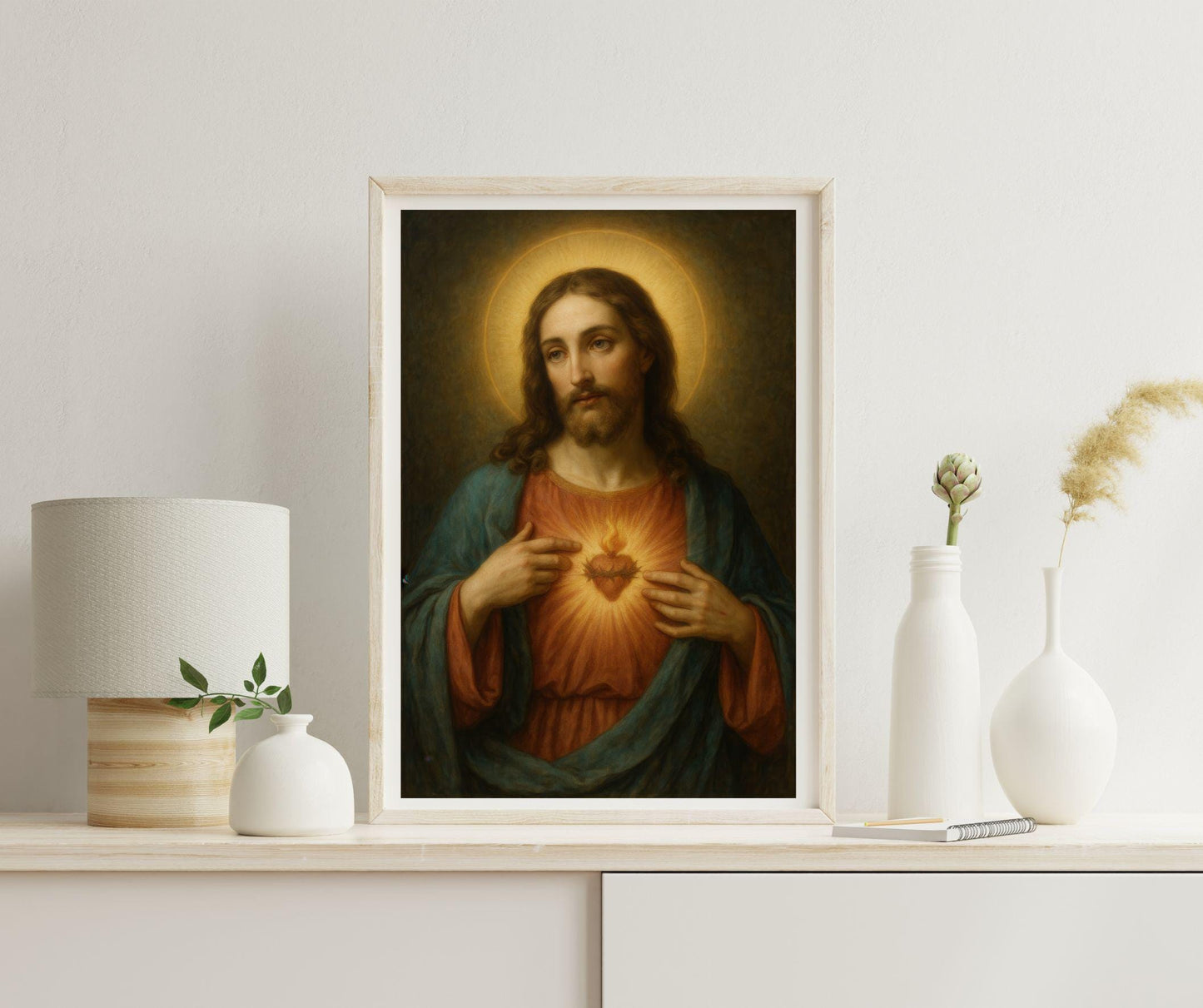 Sacred Heart of Jesus Portrait: Catholic Christian Wall Art ⬇️ Digital Download