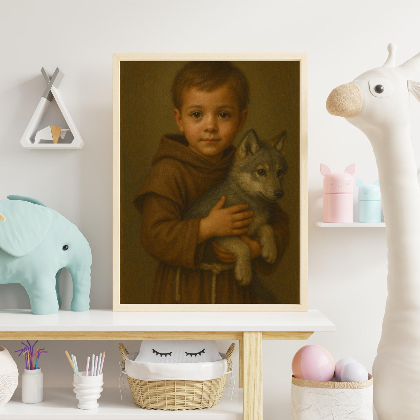 Saint Francis Art Print: Baby Saint Francis Catholic Nursery Decor, Animal Lover Gift, Baptism, Baby Shower Gift ⬇️ Digital Download