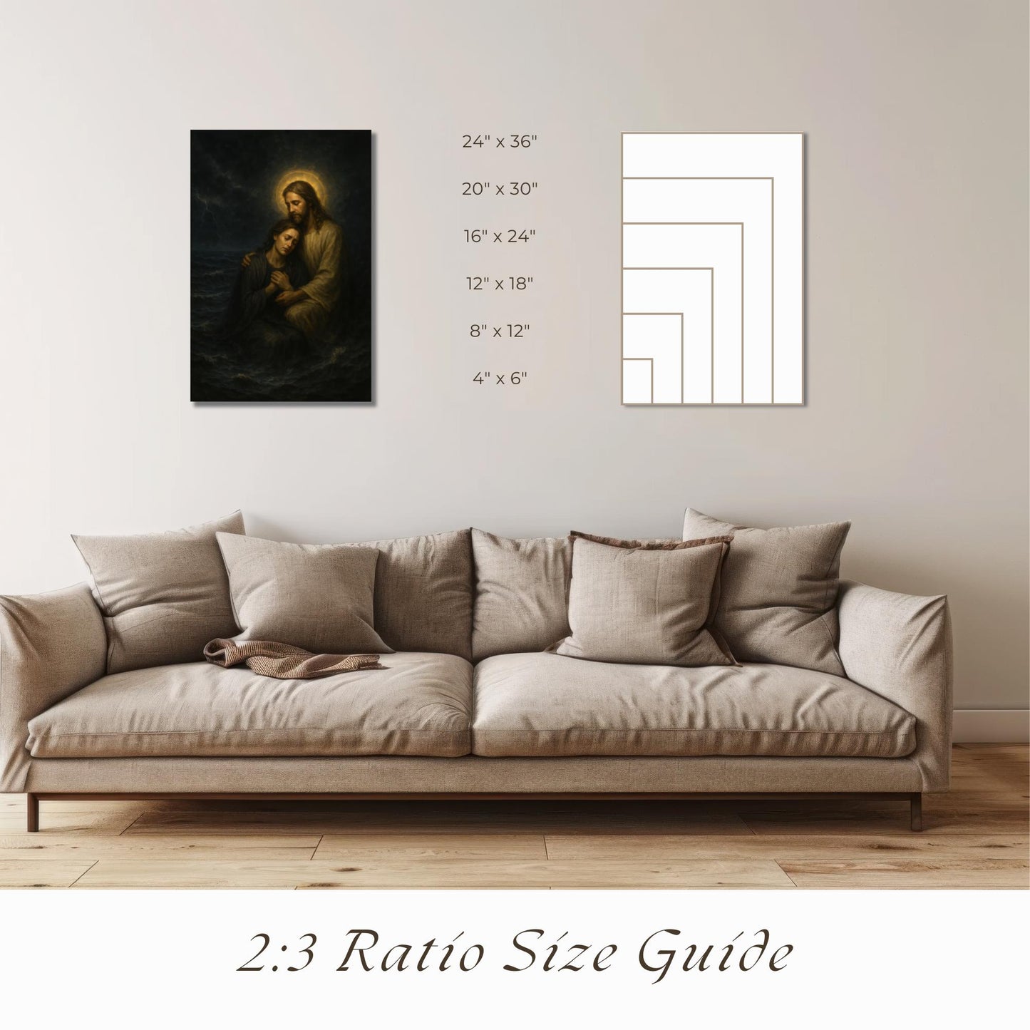 Jesus Christ Consoling a Woman in Stormy Sea: Christian Wall Art ⬇️ Digital Download