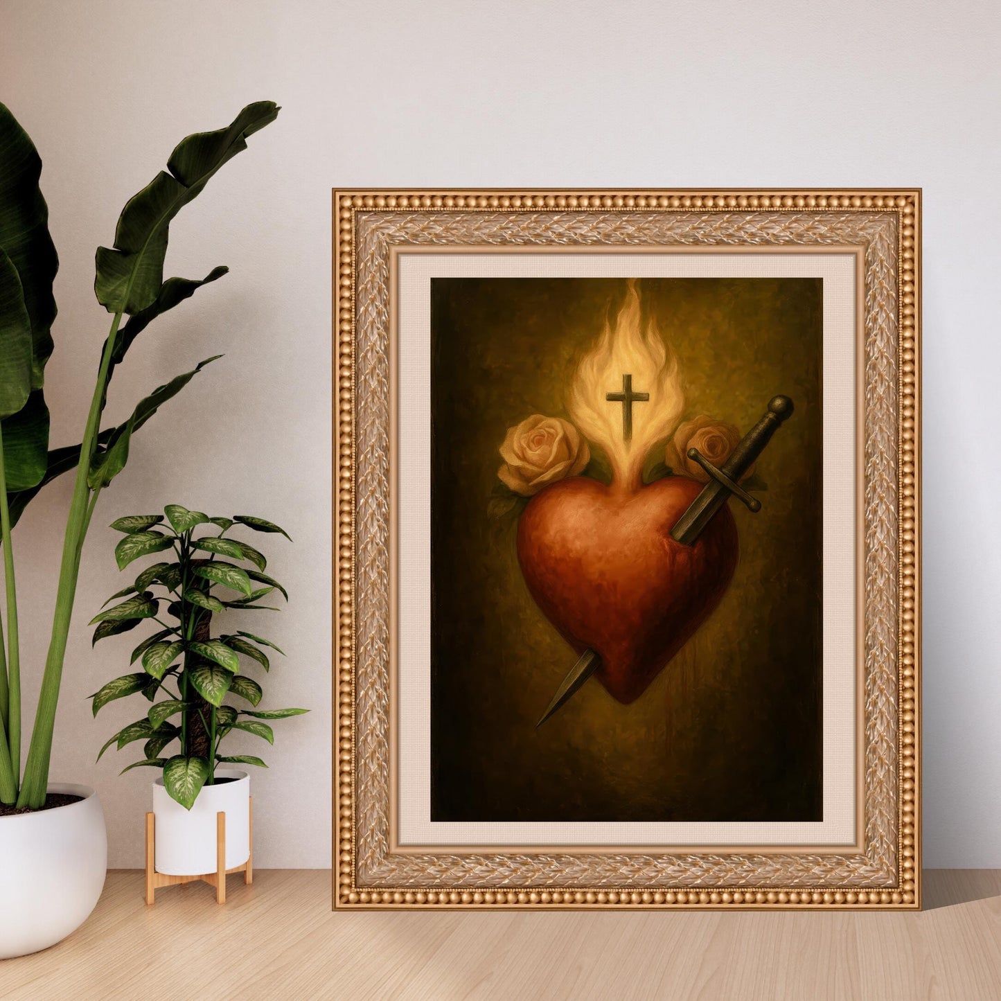 Immaculate Heart of Virgin Mary: Traditional Print, Catholic Wall Decor, Sacred Symbol Christian Wall Art ⬇️ Digital Download
