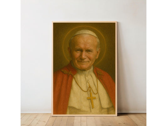 Pope John Paul Portrait: Catholic Pope Saint John Paul 2, Home Christian Wall Art Decor, Faith Gift ⬇️ Digital Download