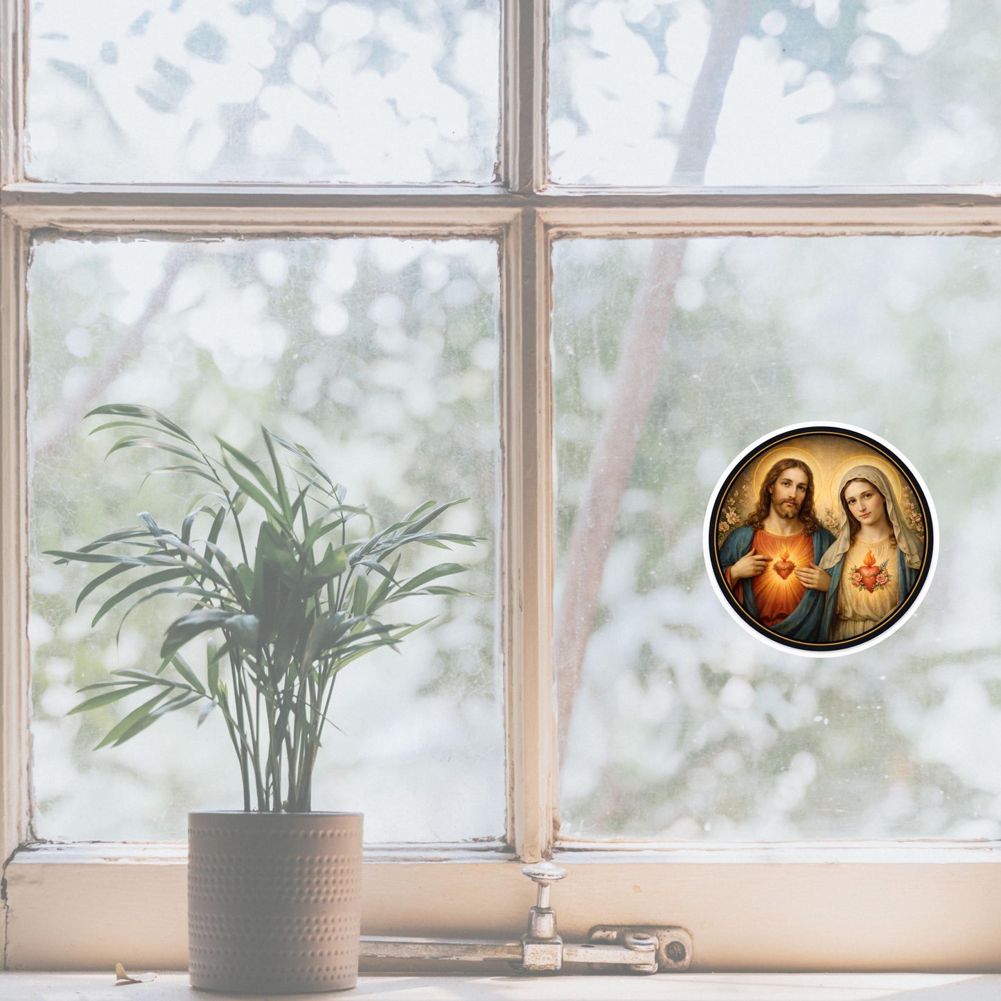 Sacred Heart of Jesus and Mary Sticker | Religious Devotional Kiss-Cut