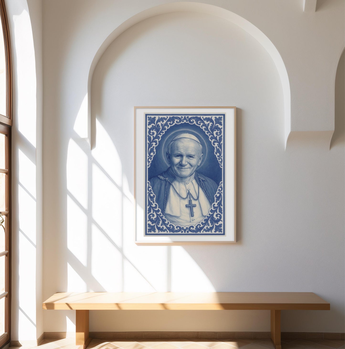 Saint John Paul II Poster: Catholic Chinoiserie Christian Wall Art