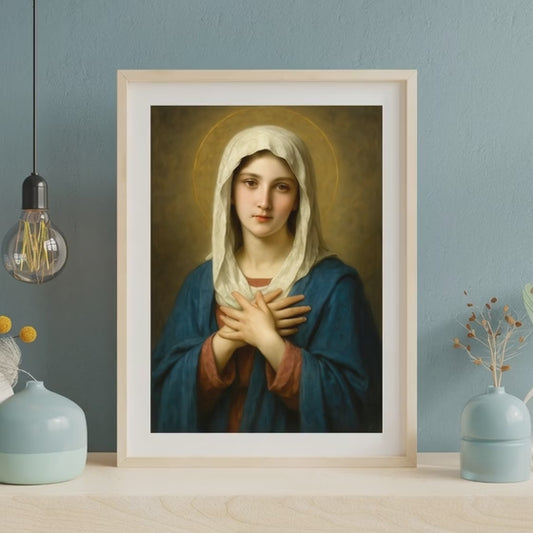 Virgin Mary Fine Art Poster, Vintage Art Print, Religious Wall Art, Mary Mother of Jesus Decor, Home Decor, Gift for Faith Lovers