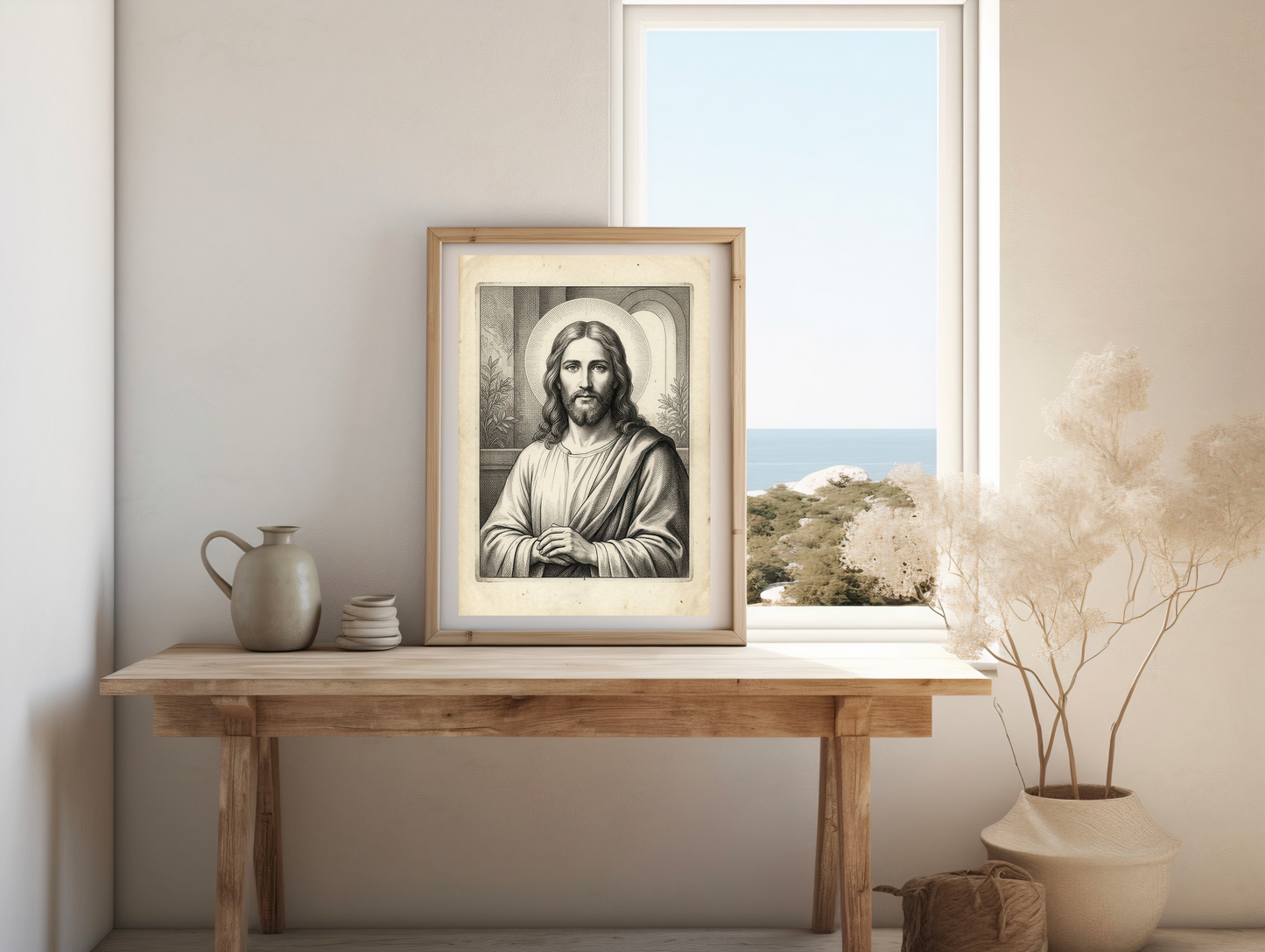 Vintage Jesus Engraving Printable | Antique Christian Wall Art ⬇️ Digital Download